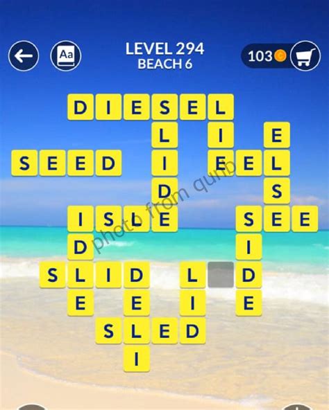 Wordscapes Level 294, Beach 6 Answers .